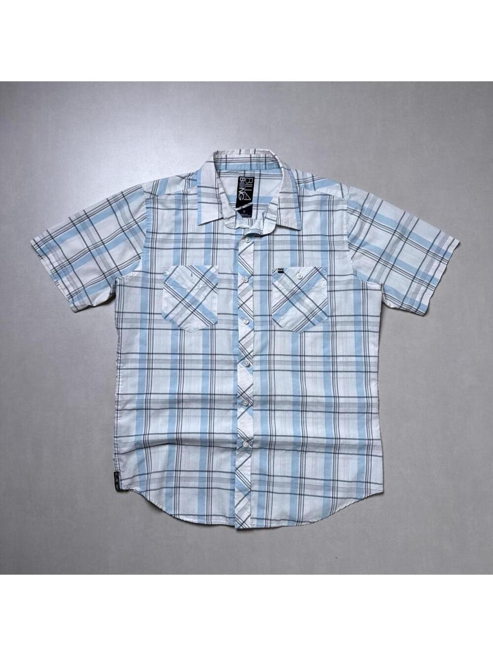 Y2K Billabong 00s blue plaid button up shirt